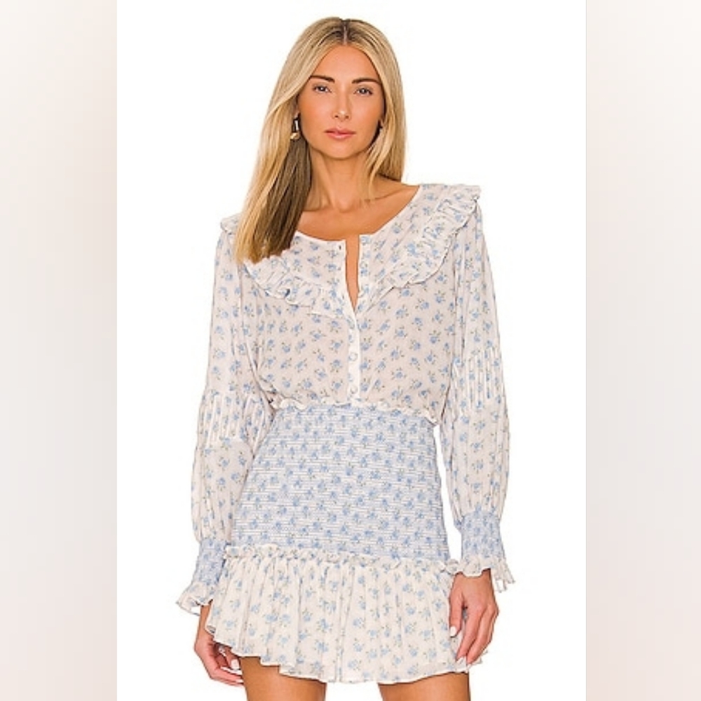 NWT 🎀 Loveshackfancy Goldie Floral Blouse XS